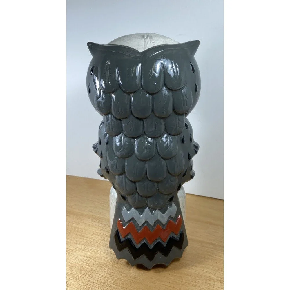 Midwest Lighted Color-Changing Owl Halloween Decor 14 Inches High Flashes